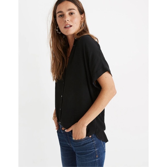 NWT Madewell Central Drapey Black Blouse XXS - Picture 3 of 5